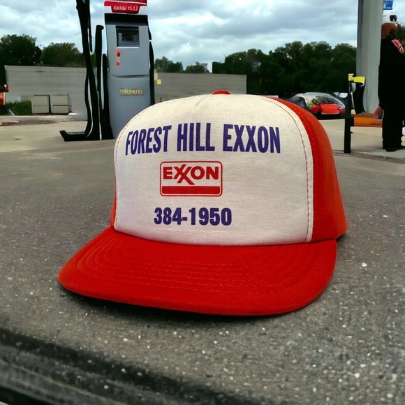 Vintage Other - Vintage Forest Hill Exxon Maryland Gas Station Foam Snapback Trucker Hat Cap